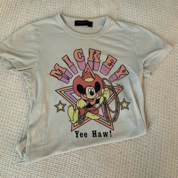 Junkfood Clothing Vintage Disney Western WOMENs MICKEY RODEO TEE Tshirt Top - Picture 5 of 8